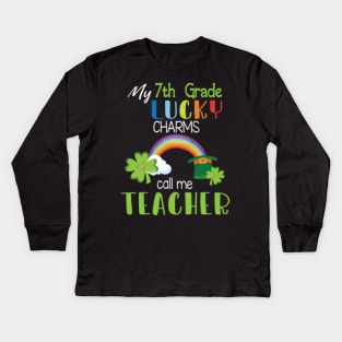 My 7th Grade Lucky Charms Call Me Teacher Students Patrick Kids Long Sleeve T-Shirt